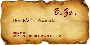 Bondár Zsanett névjegykártya